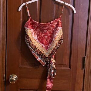 Could Ten Printed Scarf Top EUC